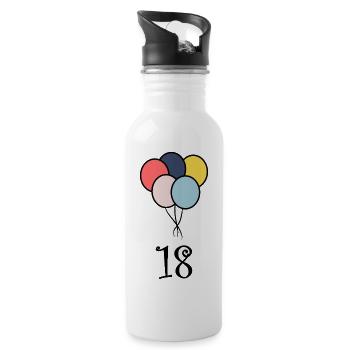 18. 18 JAHRE ALT. 18-JÄHRIGES JUBILÄUM. 18. GEBURTSTAG. - Trinkflasche mit integriertem Trinkhalm - Weiß - Rechts