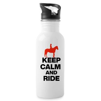 KEEP CALM AND RIDE, GALLOP WILD! RIDING HORSES 🏇 - Water bottle with straw - white - Right