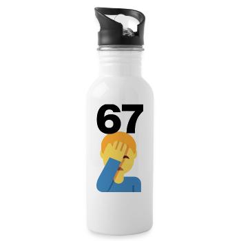 67? FACEPALM, SIX SEVEN TREND. WAS SOLL DAS? 🤔 - Trinkflasche mit integriertem Trinkhalm - Weiß - Rechts