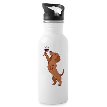 Dackel Weinliebhaber Wiener Hundemama Weenie - Trinkflasche mit integriertem Trinkhalm - Weiß - Rechts