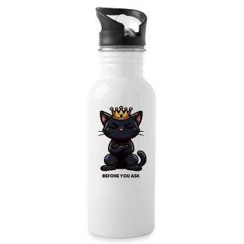 Avant de demander à Chat Chat Chat Amoureux de Chat Chaton - Gourde avec paille intégrée - blanc - Droite