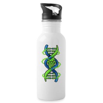 Dämonische DNA-Doppelhelix - Trinkflasche mit integriertem Trinkhalm - Weiß - Rechts