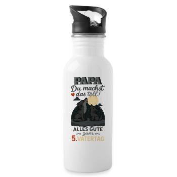 Papa, du machst das Toll! – 5. Vatertag - Trinkflasche mit integriertem Trinkhalm - Weiß - Rechts