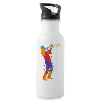 Trombonist Colorful Trombone Player Kids Trombone - Water bottle with straw - white - Right