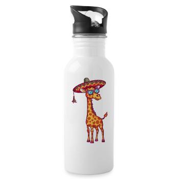 Giraffe Lustig Sombrero - Trinkflasche mit integriertem Trinkhalm - Weiß - Rechts