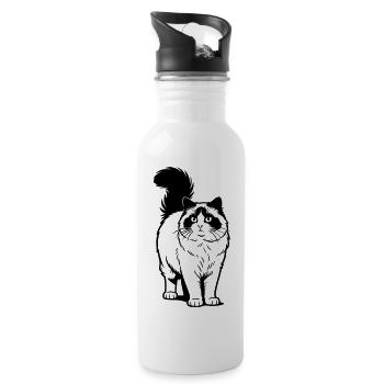 ragdoll cat - Water bottle with straw - white - Right