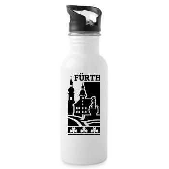 Fürth Silhouette Wahrzeichen - Trinkflasche mit integriertem Trinkhalm - Weiß - Rechts