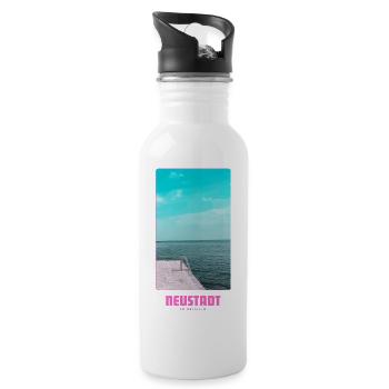 Neustadt in Holstein _ Ostsee  - Trinkflasche mit integriertem Trinkhalm - Weiß - Rechts