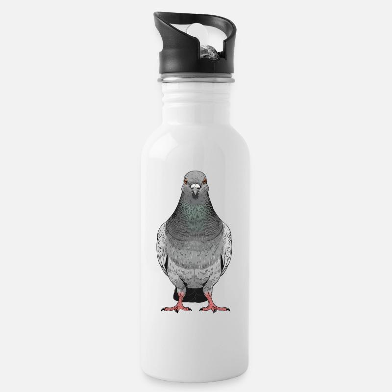 Taube - Trinkflasche mit integriertem Trinkhalm - Weiß