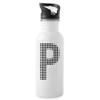 Buchstabe P – Punktmuster Initial Design - Trinkflasche mit integriertem Trinkhalm - Weiß - Rechts