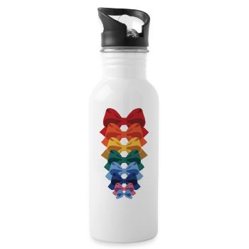 Bunte Schleifen Regenbogen Vielfalt - Trinkflasche mit integriertem Trinkhalm - Weiß - Rechts