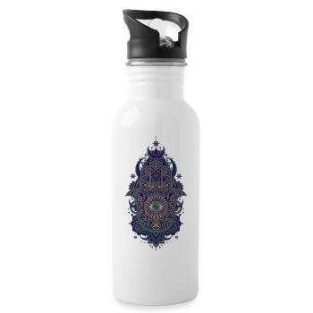 Spiritualität Heilige Geometrie Lotusblume Zen - Trinkflasche mit integriertem Trinkhalm - Weiß - Rechts