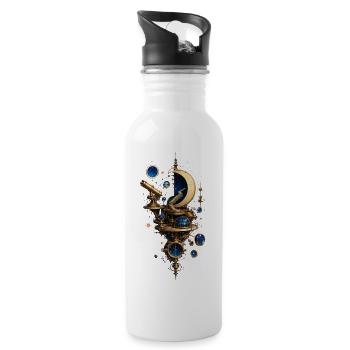 Cosmos mechanische Steampunk-Uhrmacherei - Trinkflasche mit integriertem Trinkhalm - Weiß - Rechts
