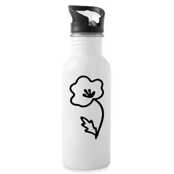 Blume - Trinkflasche mit integriertem Trinkhalm - Weiß - Rechts