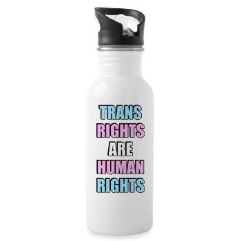 Trans-Rechte sind Menschenrechte - Trinkflasche mit integriertem Trinkhalm - Weiß - Rechts