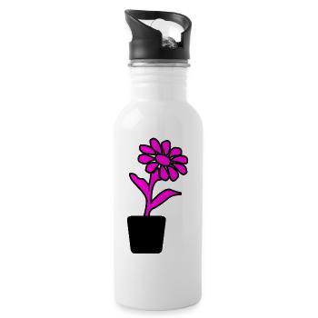 Blume - Trinkflasche mit integriertem Trinkhalm - Weiß - Rechts