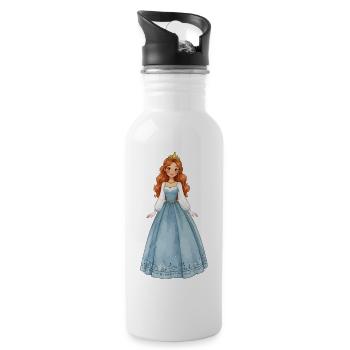 Prinzessin im Eiskristallkleid - Water bottle with straw - white - Right