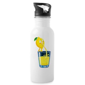 Zitronenheld Spritziges Glasbild - Trinkflasche mit integriertem Trinkhalm - Weiß - Rechts