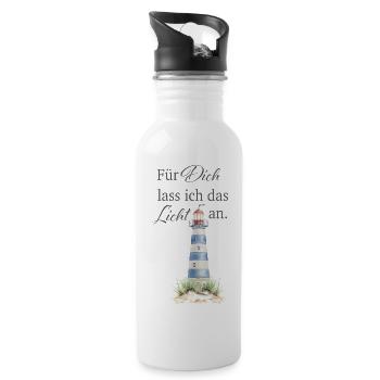 Für Dich lass ich das Licht an - Trinkflasche mit integriertem Trinkhalm - Weiß - Rechts