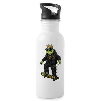 Royal Frog King Streetwear - Trinkflasche mit integriertem Trinkhalm - Weiß - Rechts