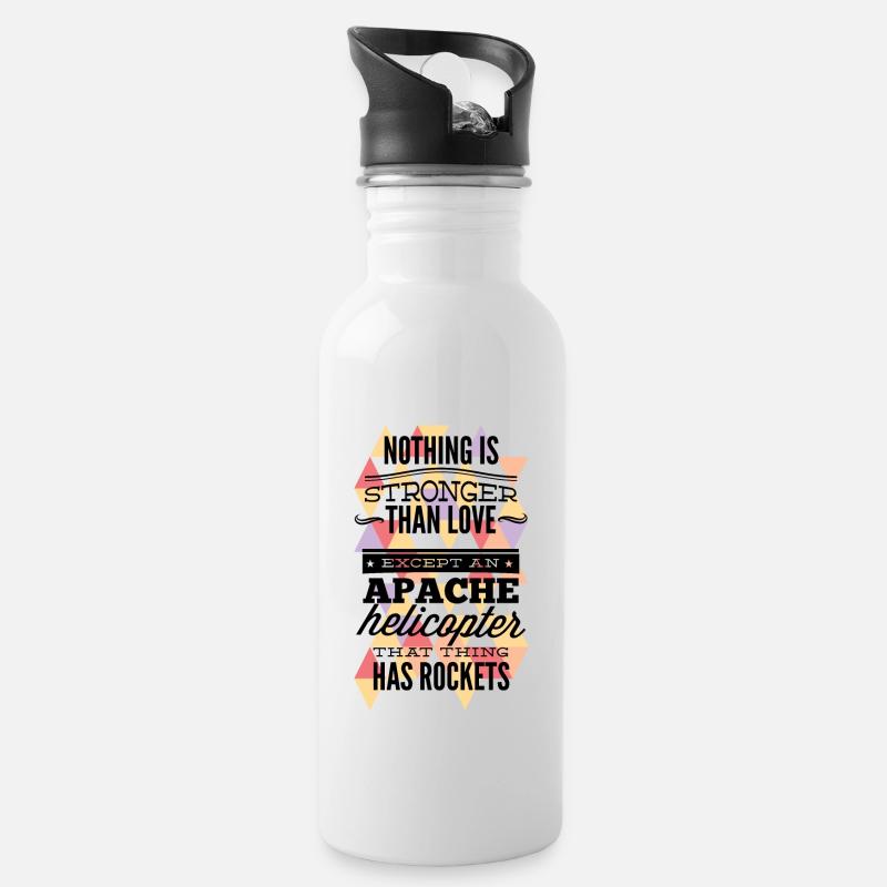 Apache-Hubschrauber - Trinkflasche mit integriertem Trinkhalm - Weiß
