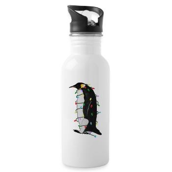 Pinguin Lichterkette Weihnachten Vogel Mütze - Trinkflasche mit integriertem Trinkhalm - Weiß - Rechts