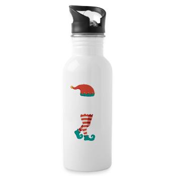 Weihnachts Elf Partnerlook Design Xmas Elfen - Trinkflasche mit integriertem Trinkhalm - Weiß - Rechts