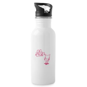 The Future Of Film Is Female Filmmaker - Water bottle with straw - white - Right