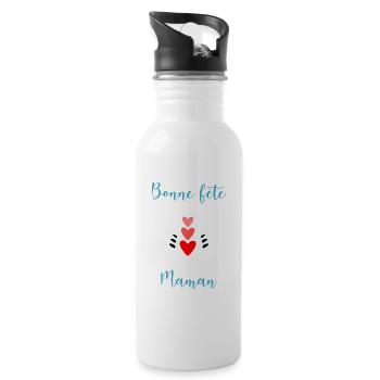 MAMIE. FÊTE DES MÈRES. BONNE FÊTE MAMIE. JE T'AIME - Gourde avec paille intégrée - blanc - Droite