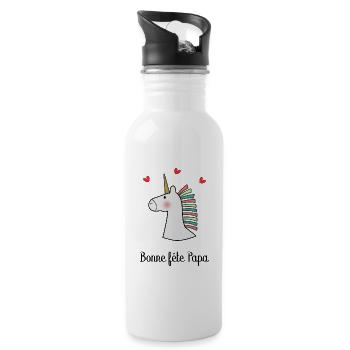 FÊTE DES PÈRES. BONNE FÊTE PAPA. PAPA. BONNE FÊTE - Gourde avec paille intégrée - blanc - Droite