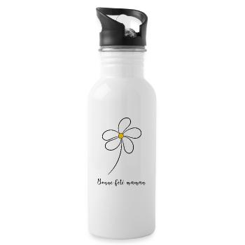 MAMAN. FÊTE DES MÈRES. BONNE FÊTE MAMAN. FÊTE - Gourde avec paille intégrée - blanc - Droite