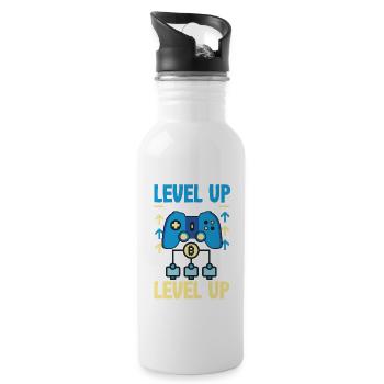 Cryptocurrency Rewards Gaming Blockchain Gamer - Water bottle with straw - white - Right