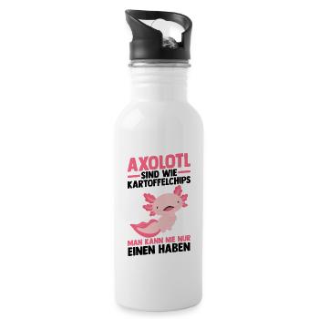 Axolotl - Trinkflasche mit integriertem Trinkhalm - Weiß - Rechts