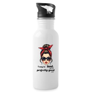 I may be bad but I m perfectly good at it. - Water bottle with straw - white - Right