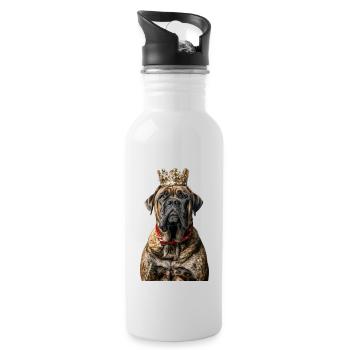 Englischer Mastiff - Trinkflasche mit integriertem Trinkhalm - Weiß - Rechts