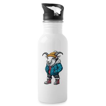Mountain Goat Fashion Winter - Water bottle with straw - white - Right