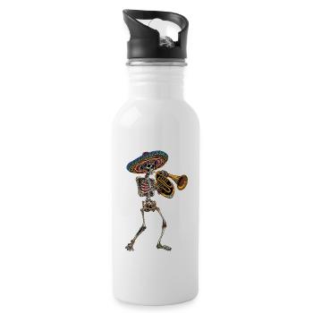 Tuba Squelette Mexicain - Gourde avec paille intégrée - blanc - Droite