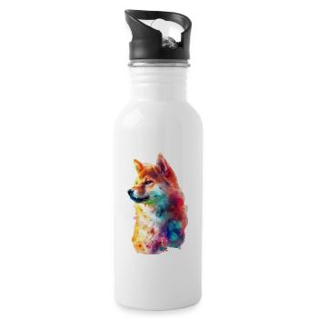 Shiba Inu - Trinkflasche mit integriertem Trinkhalm - Weiß - Rechts