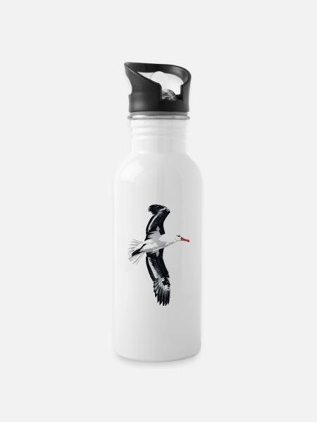 Möwe - Trinkflasche mit integriertem Trinkhalm - Weiß