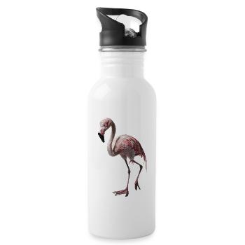 Flamingo - Trinkflasche mit integriertem Trinkhalm - Weiß - Rechts