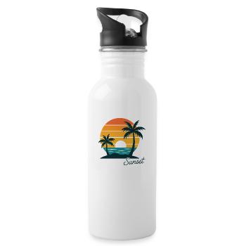 Retro Sunset Escape - Water bottle with straw - white - Right