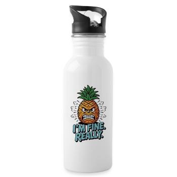 Sarcasm with pineapple - I'm okay. Really! - Water bottle with straw - white - Right