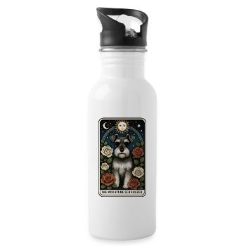 Zwergschnauzer - Trinkflasche mit integriertem Trinkhalm - Weiß - Rechts