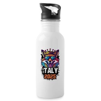 Italien 2025 Urlaub Fuchs - Trinkflasche mit integriertem Trinkhalm - Weiß - Rechts