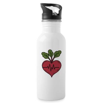Beetroot Beats with a Healthy Heart - Water bottle with straw - white - Right