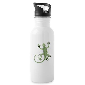 3D Gecko - Trinkflasche mit integriertem Trinkhalm - Weiß - Rechts