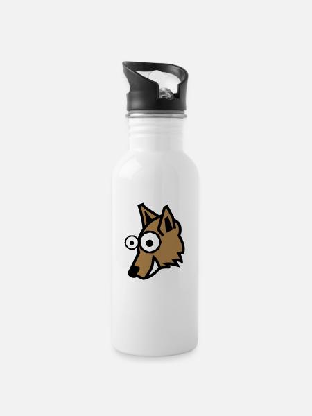 Fuchs Design Tierform - Trinkflasche mit integriertem Trinkhalm - Weiß