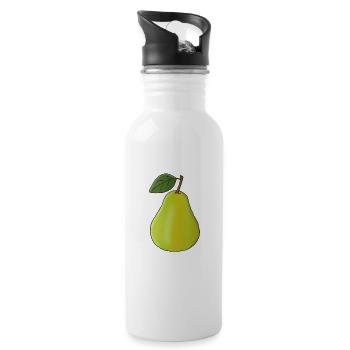 Poire avec feuille - Gourde avec paille intégrée - blanc - Droite