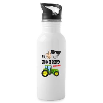 Bauern protestieren mit genug ist genug für die Bauern - Trinkflasche mit integriertem Trinkhalm - Weiß - Rechts
