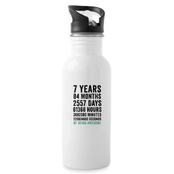 Birthday 7 Years Of Being Awesome - Water bottle with straw - white - Right